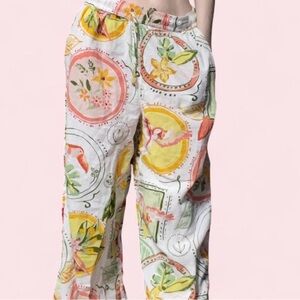 Floral Print Tropical Linen Women's Pants